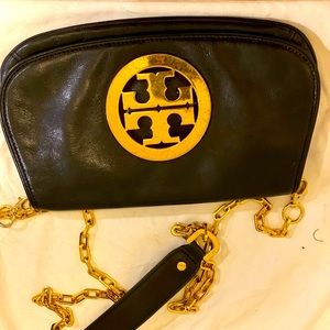 Tory Burch black gold chain purse
